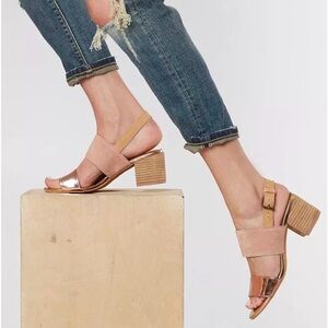 Toms Poppy Rose Gold Block Heel Sandals